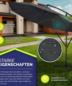 Alternative view of Parasol Wiszący tillvex Ø300 cm antracyt aluminiowy na korbę