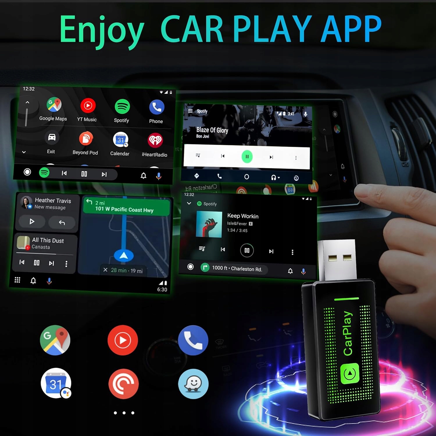 Adapter CarPlay Bezprzewodowy Lyssiefeel CLZ121 USB IPhone Plug&Play - obrazek 4
