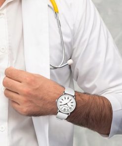 Alternative view of Zegarek pielęgniarski GOLDEN HOUR wodoodporny z silikonowym paskiem Biały