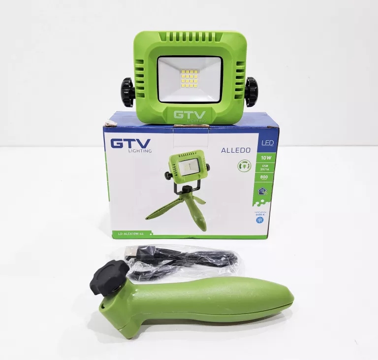 Naświetlacz LED z akumulatorowy zielony ALLEDO 10W 800lm 6400K USB 5V/1A IP - obrazek 6