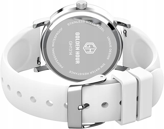 Zegarek pielęgniarski GOLDEN HOUR wodoodporny z silikonowym paskiem Biały - obrazek 5