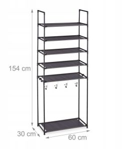 Alternative view of Szafka na buty Relaxdays 60x154x30 cm czarna regał 6 półek