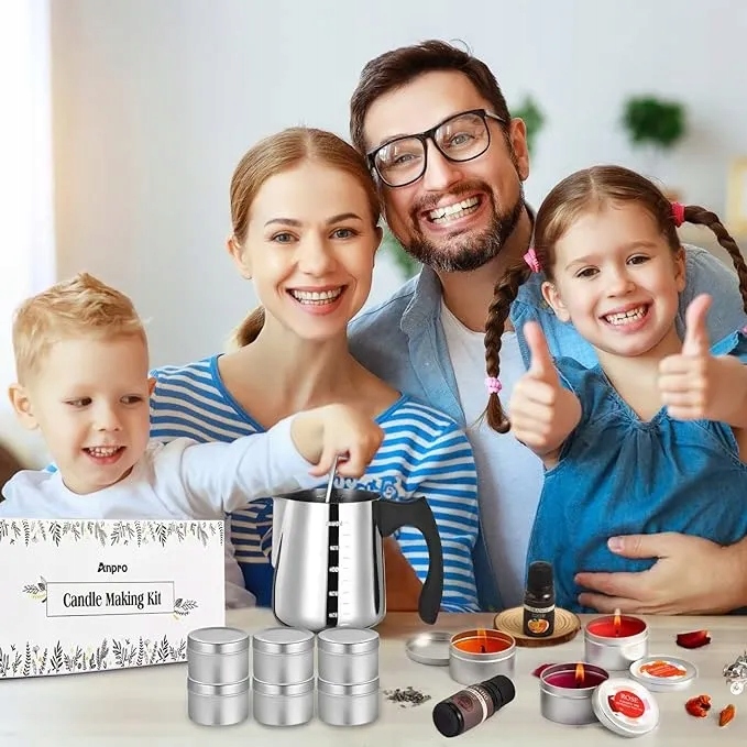 Zestaw do robienia Świec Anpro DIY wosk sojowy olejki kwiaty 41 el. - obrazek 4