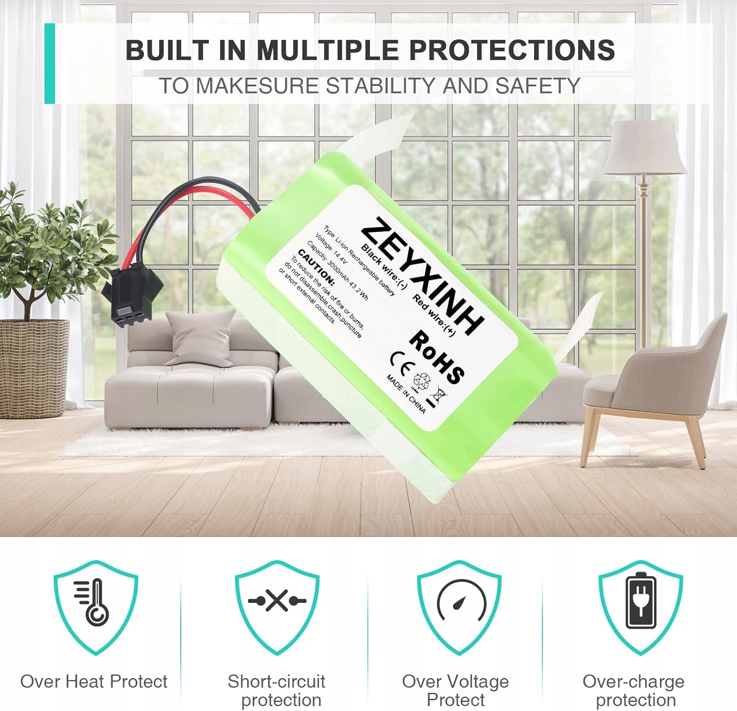 ZEYXINH Bateria 14.4V 3000mAh do RoboVac G10–G40 Eufy Deebot - obrazek 4