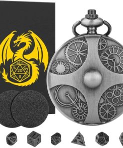 Metalowe Kości RPG Steampunk w Zegarku 7 szt D&D DND