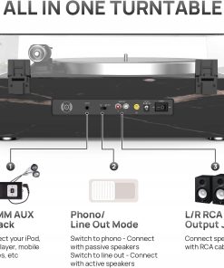 Alternative view of Gramofon Winylowy z Głośnikami – napęd paskowy 33/45 RPM, Bluetooth