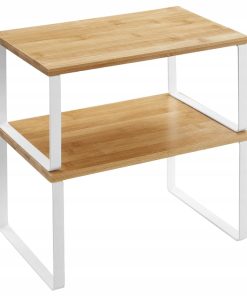 STOJAK NA PRZYPRAWY 2X PÓŁKA KUCHENNA DREWNIANA