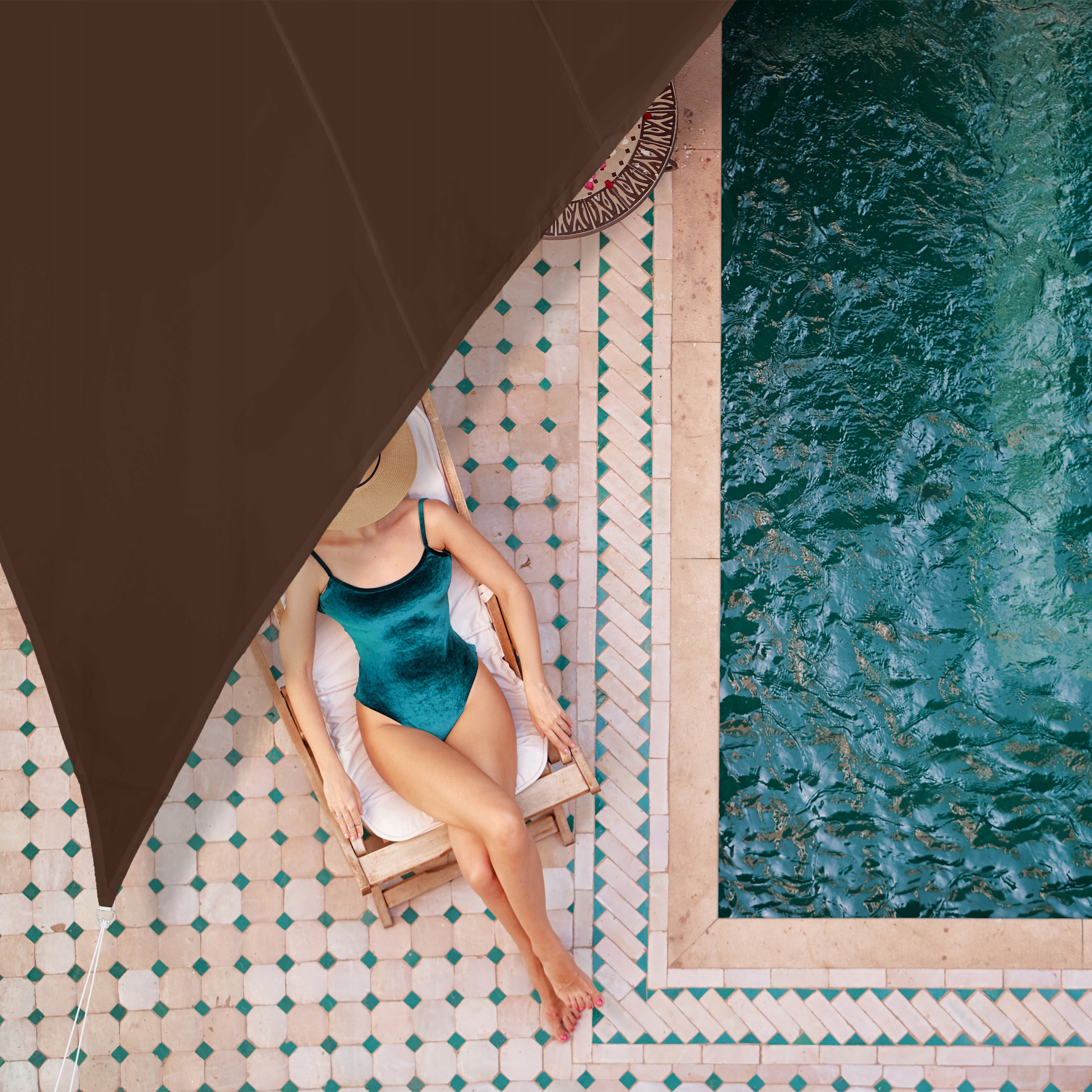 Żagiel ogrodowy trójkątny 6x6x6 m wodoodporny UV50+ brązowy - obrazek 5