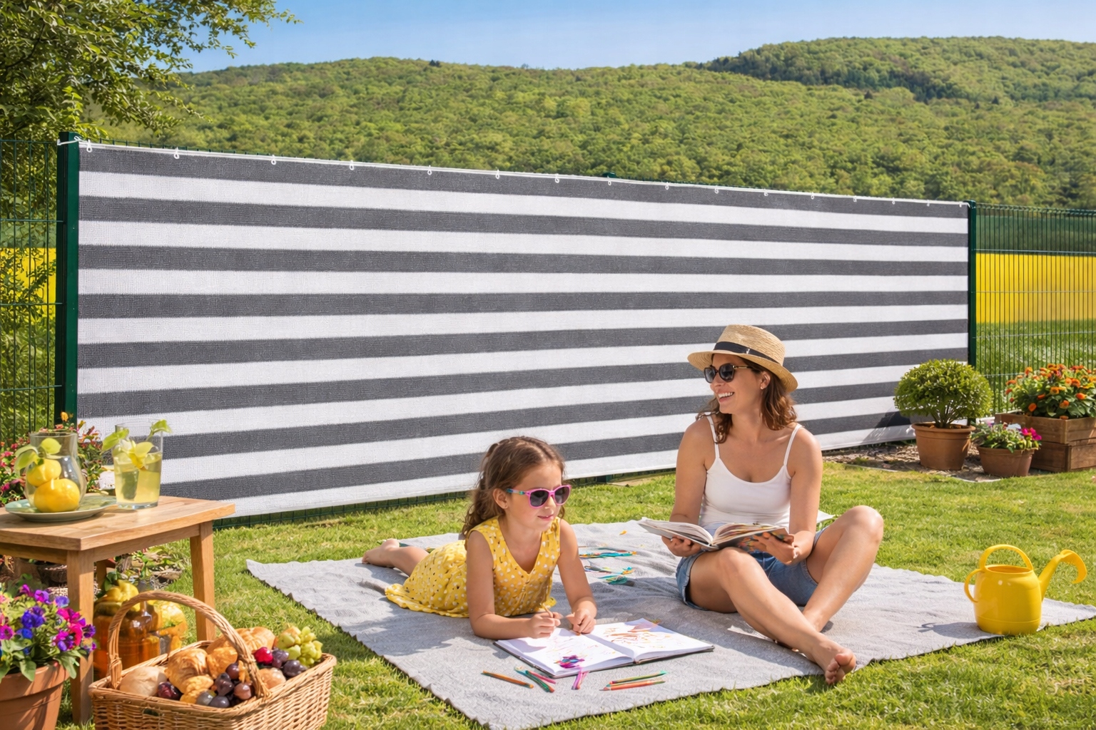 Siatka cieniująca ochronna 1x30 m HDPE biało-szara 85% RELAXDAYS - obrazek 10