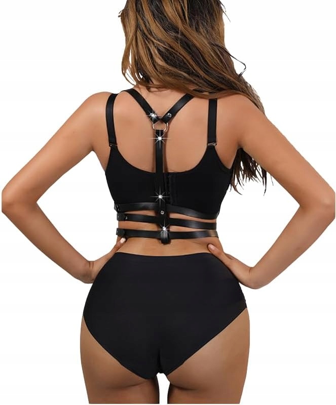 Punkowy Pas damski Szelki Gothic PU Leather Harness - obrazek 3