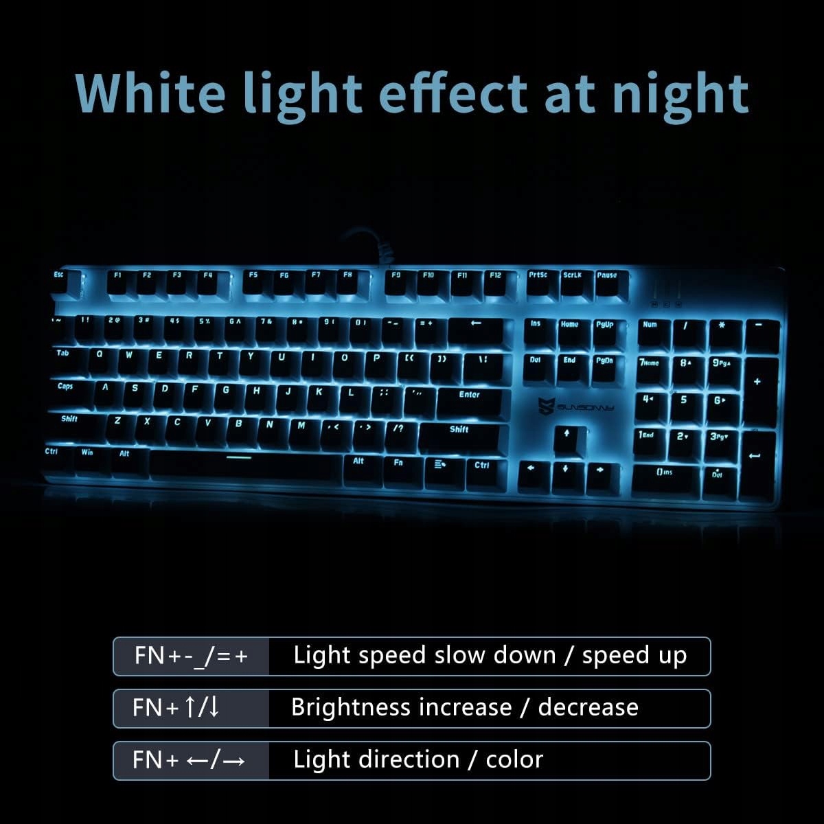 Klawiatura mechaniczna Qisan Brown LED 104 US QWERTY - obrazek 8