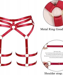 Alternative view of Bielizna Szelki Body Harness Damski Czerwony Punk Gothic