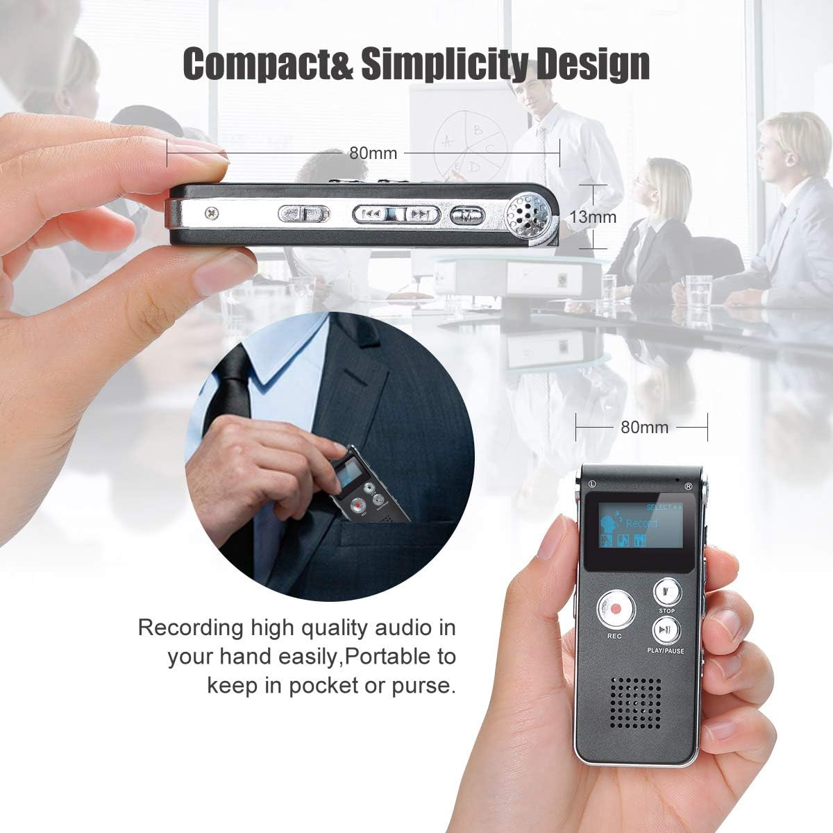Dyktafon cyfrowy 8GB mini rejestrator głosu USB C SK-012 - obrazek 5