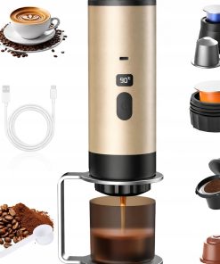 Bezprzewodowy Ekspres Przenośny 3w1 Kapsułki Kawa Mielona USB-C Szampański
