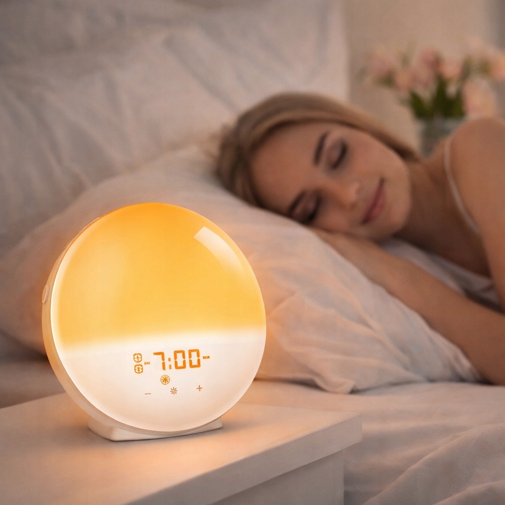 Budzik Świetlny LED Symulacja Wschodu Słońca RGB Radio FM Melodie USB-C - obrazek 3