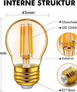 Alternative view of Żarówki LED E27 Vintage 4.5W 2200K Amber 6 szt