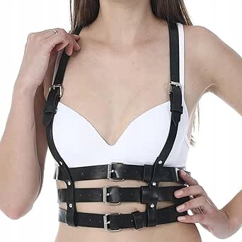 Punkowy Pas damski Szelki Gothic PU Leather Harness - obrazek 2