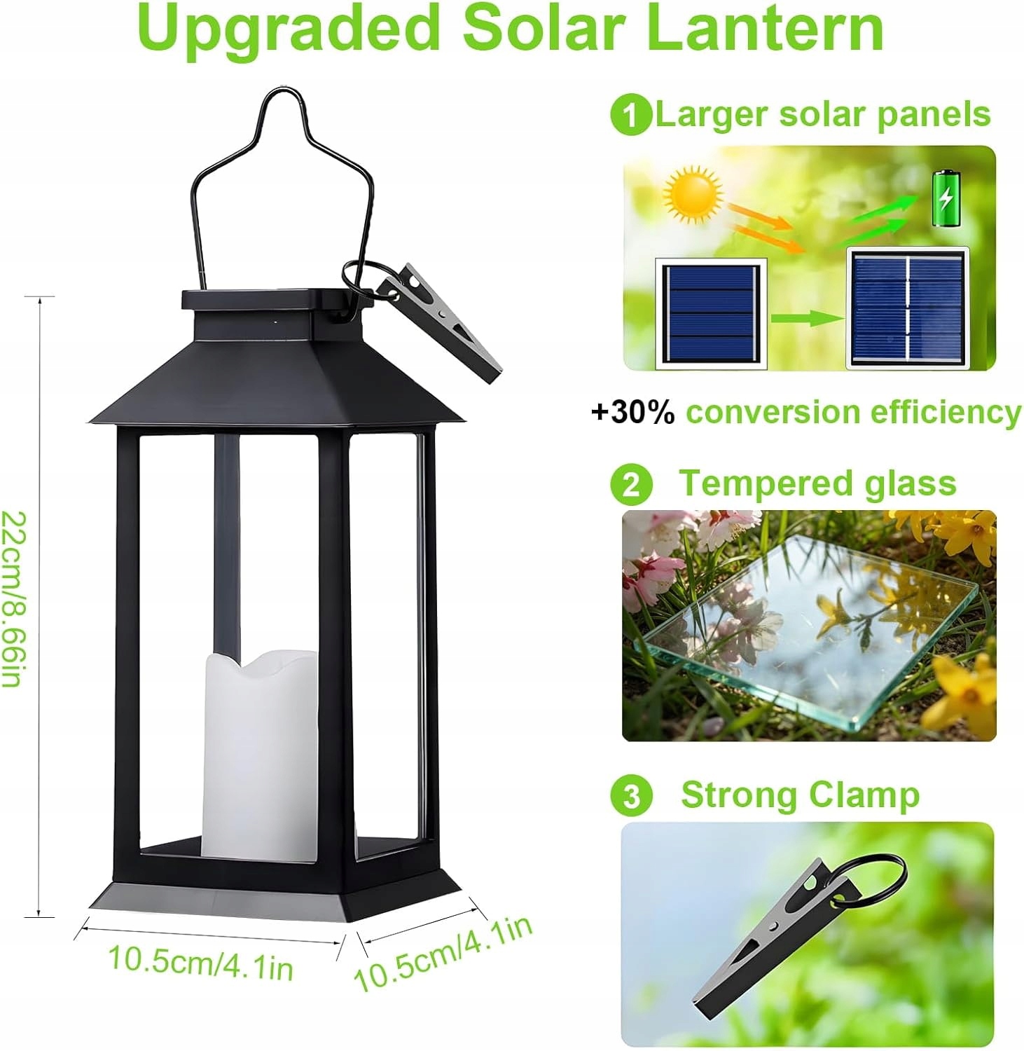 Lampiony solarne LED 2 sztuki wiszące ogrodowe IP65 - obrazek 3