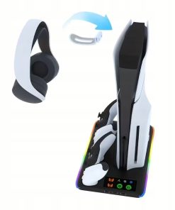 Stacja Chłodząca PS5 PS5 Slim Ładowarka Padów RGB Stojak Czarny