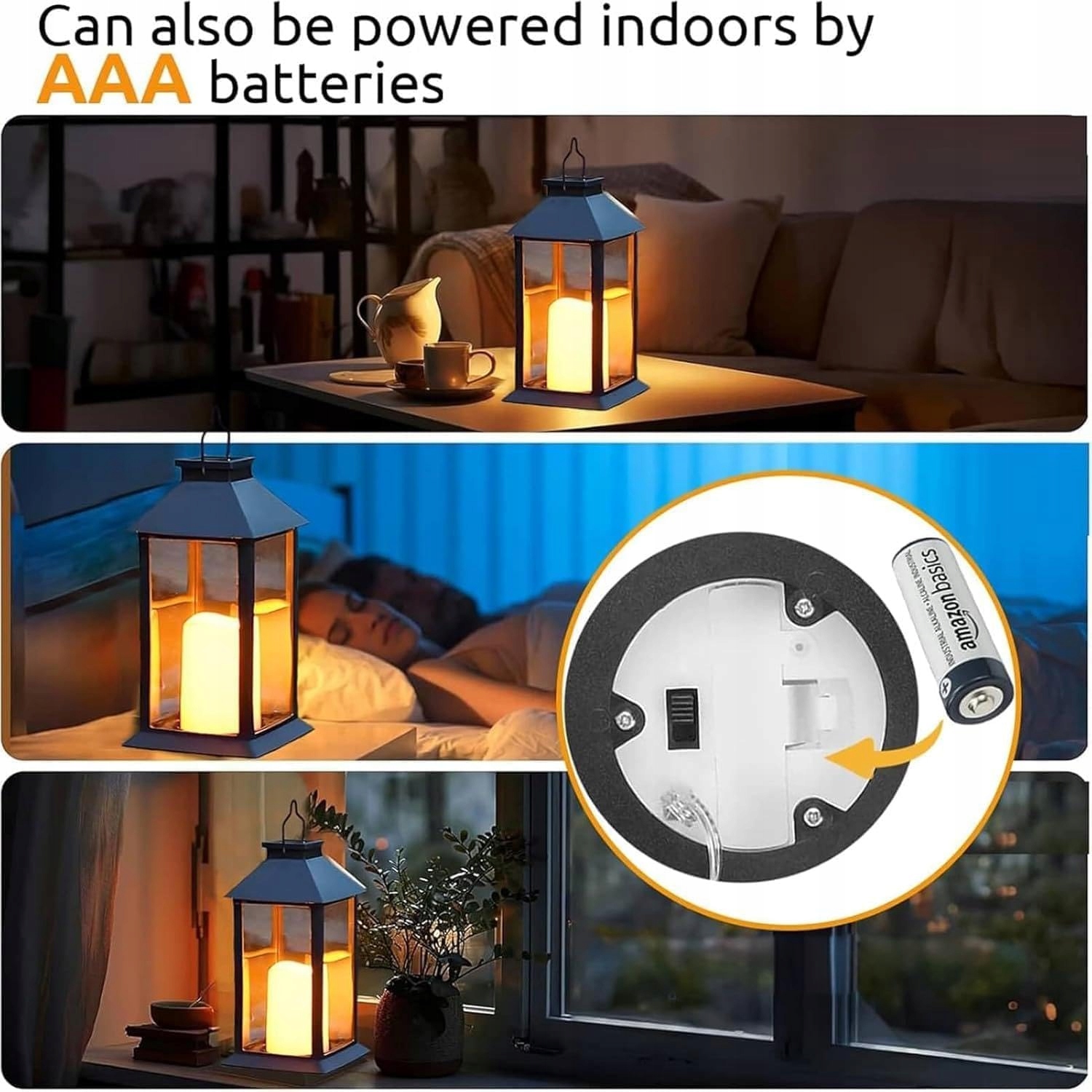 Lampiony solarne LED 2 sztuki wiszące ogrodowe IP65 - obrazek 4