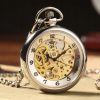 Zegarek Kieszonkowy Mechaniczny Wahadło skeleton chrom vintage