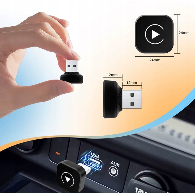 Bezprzewodowy adapter mini USB CarPlay do iPhone iOS Android Auto - obrazek 2