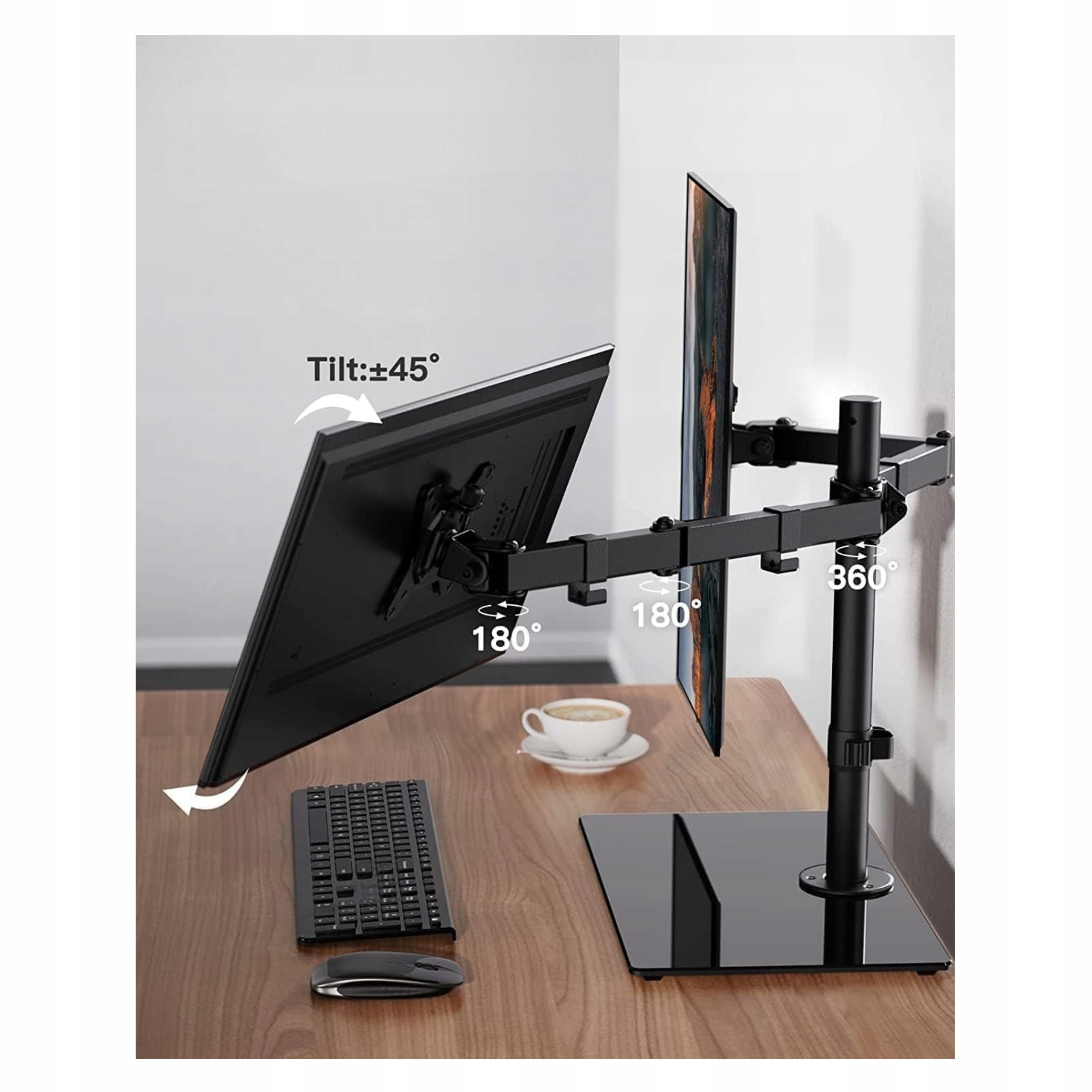 Uchwyt Na Dwa Monitory ErGear 13-32" biurkowy VESA Stojak - obrazek 2