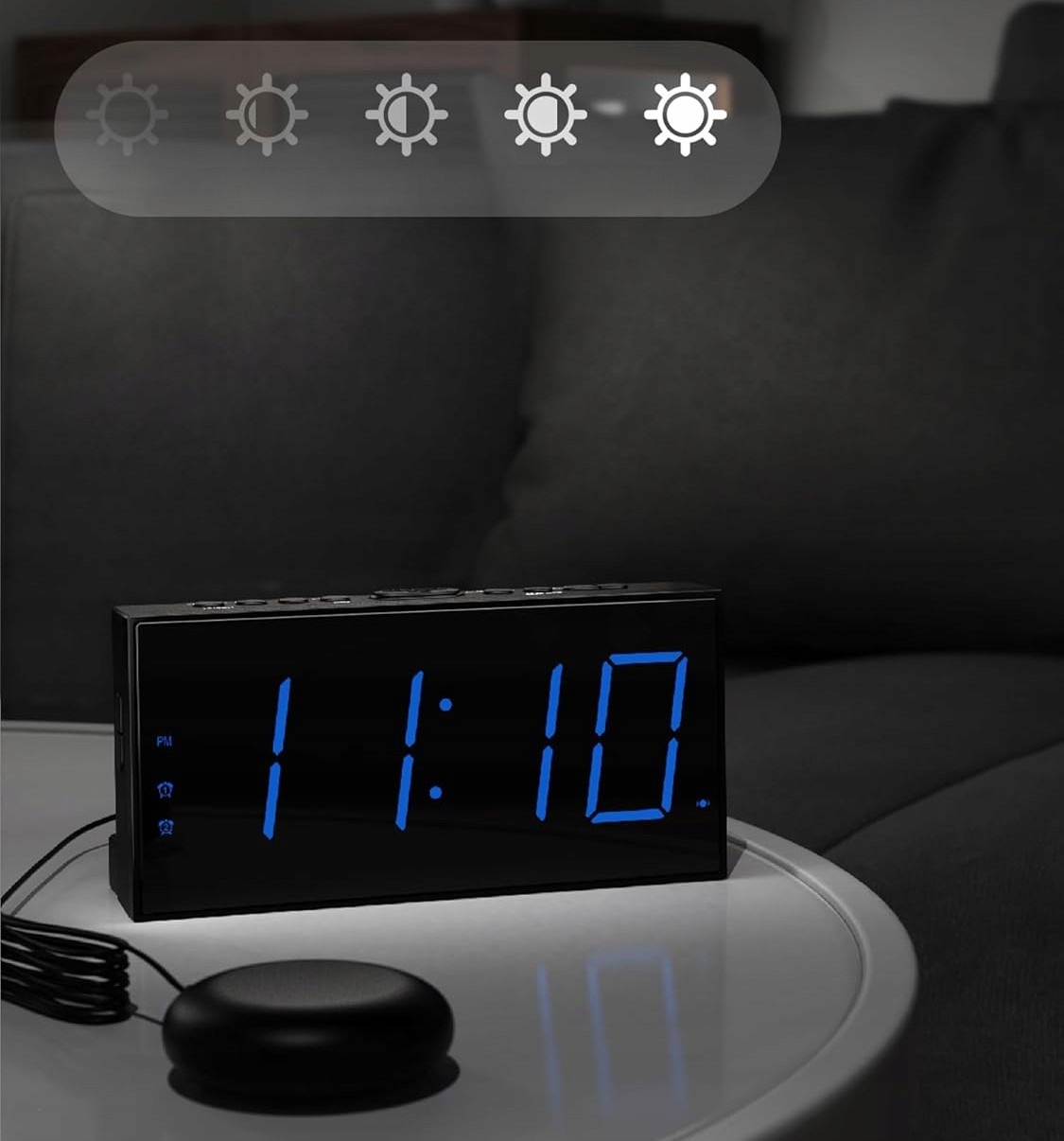 Budzik Głośny Mesqool z Wibracją Bed Shaker USB LED Biały - obrazek 10