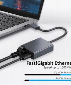 Alternative view of Adapter USB C na Ethernet 100W RJ45 1000 Mbps do Chromecast i laptopów