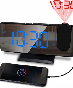 Budzik Projektorowy Z Funkcją 180° Do Sypialni LED USB