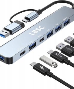 USB C Hub 7 w 1 Adapter Multiport do Laptopów i Urządzeń