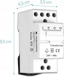 Alternative view of Transformator Dzwonka Navaris 230V 8V 12V 24V DIN 8VA
