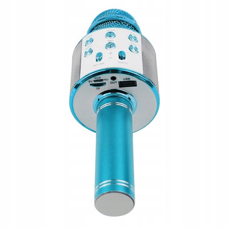 Mikrofon Karaoke Bluetooth Bezprzewodowy Głośnik Recorder Niebieski - obrazek 8