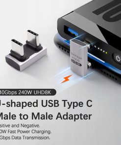 Alternative view of Adapter USB-C 180° 240W 40Gbps 8K 2 szt. U-Shape Thunderbolt