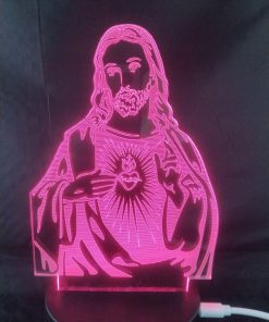 Lampka LED 3D Jezus Chrystus 7 Kolorów Nocna Dekoracyjna