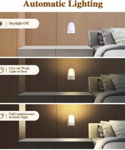 Alternative view of Detake lampka nocna LED 0.5W z czujnikiem zmierzchu, ciepła 2700K, 2 szt.