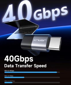 Alternative view of JSAUX Adapter USB C 90° Typ C 2szt 100W 40Gbps - Szary