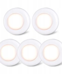 Lampki LED Naciskane 5 szt. Mini Puck Warm White Na Baterie