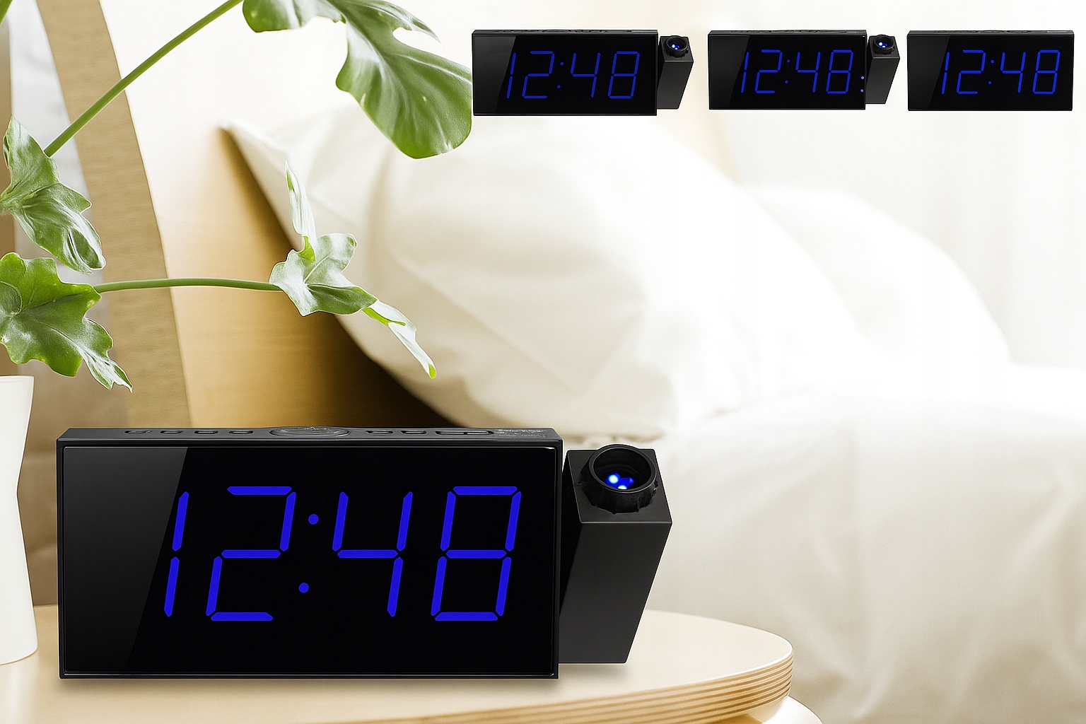Budzik Projektorowy Z Funkcją 180° Do Sypialni LED USB - obrazek 12