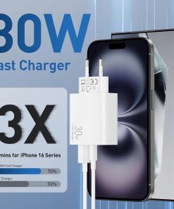 Alternative view of 2szt Ładowarka USB C 30W USB-C USB-A Kabel 2 m do iPhone Ipad