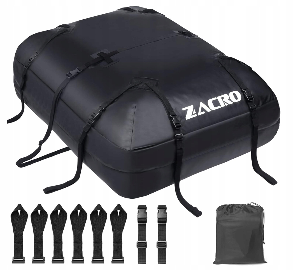 TORBA DACHOWA ZACRO 425L WODOODPORNA BAGAŻNIK DACHOWY CZARNA - obrazek 6