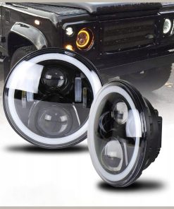 Lampy LED 7" Defender 90 110 Halo DRL Kierunkowskaz Białe 2 szt.