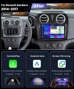 Alternative view of RADIO PODOFO 9" DACIA SANDERO II 2014-2017 ANDROID 15 CarPlay 6+128GB