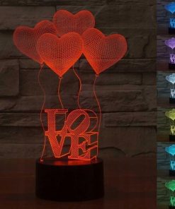 Lampka Nocna 3D LED KINGCOO 7 Kolorów Dotykowa USB