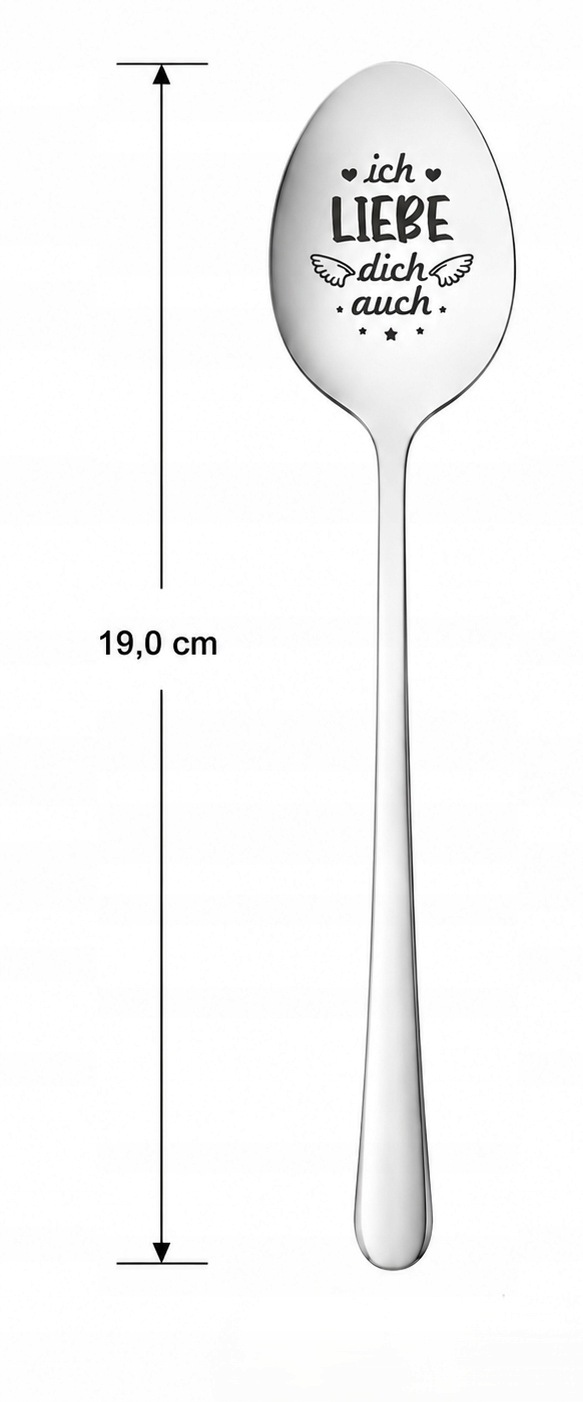 2x Łyżeczka Grawer Ich Liebe Dich Auch 19 cm Etui Prezent