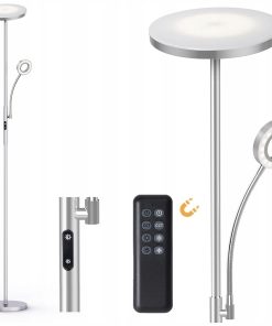 Lampa Podłogowa LED 35W 4200 lm Pilot Dotyk Srebrna