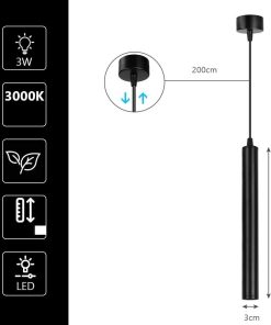Alternative view of Lampa Wisząca HOTUT PFQ Y452 LED Czarna Kabel 200 cm 3000K