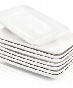 Foraineam 8 Szt. Talerze Porcelanowe 8 Cali Białe Prostokątne