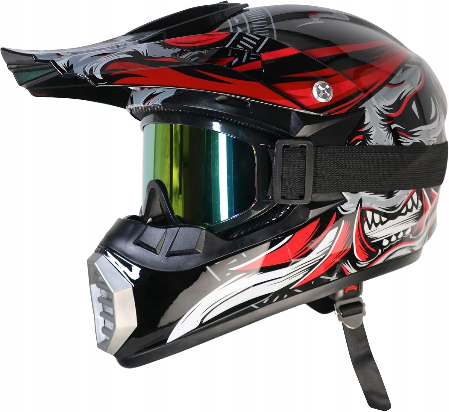 Kask Motocrossowy dla Dzieci z Rękawiczkami MTB Enduro Pełnotwarzowy roz S