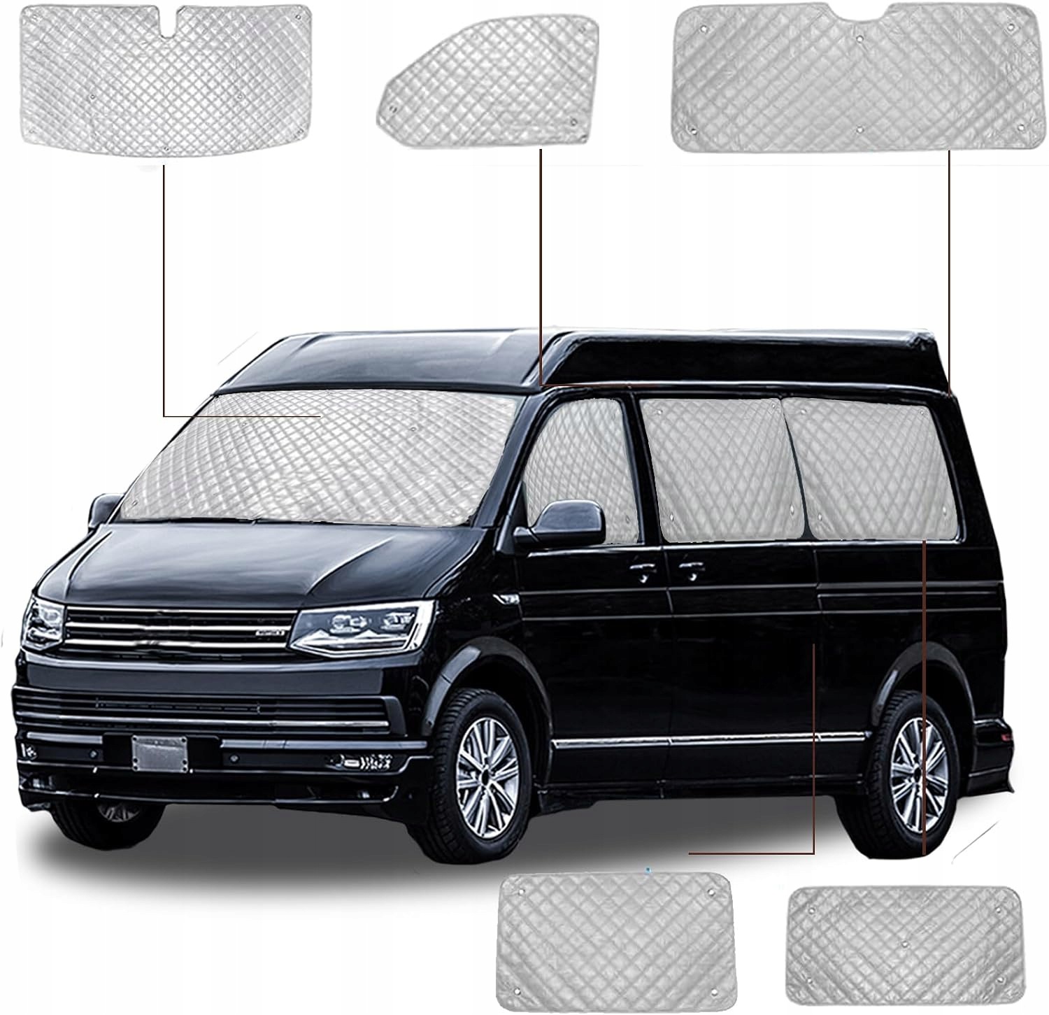 Ochrona Przed Słońcem i Mrozem Na Przednią Szybę VW T5 T6 SWB 8 Szt.